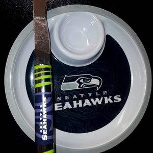 NFL Seattle Seahawks BBQ Tongs and Chip Dip Platter